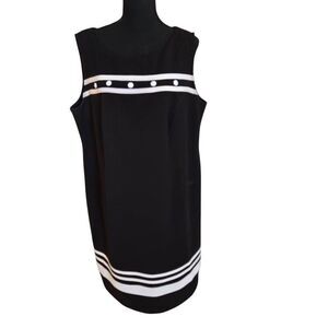 Maya Brooke Womens Sleeveless Shift Dress Black White Size 18W Plus